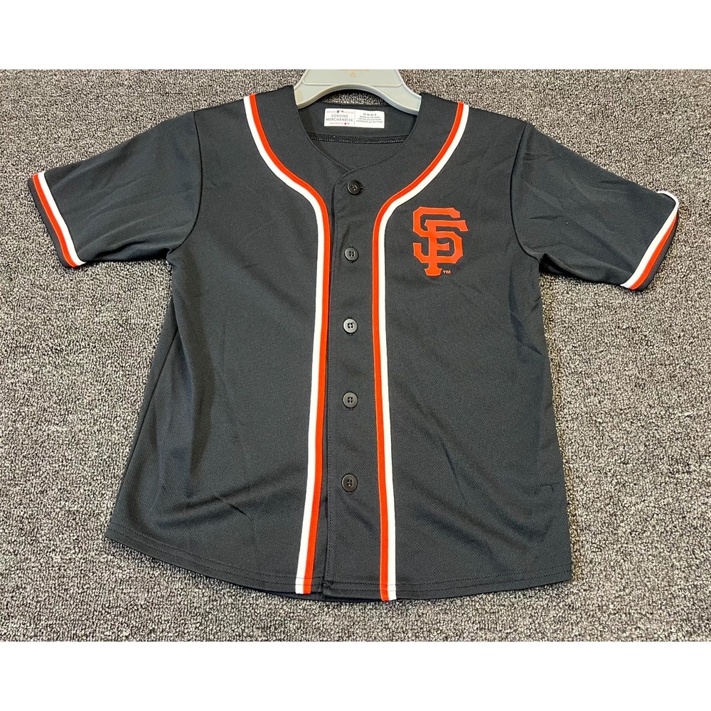 San Francisco Giants Baseball Jersey Youth Medium 8 Black Logo MLB Button Front